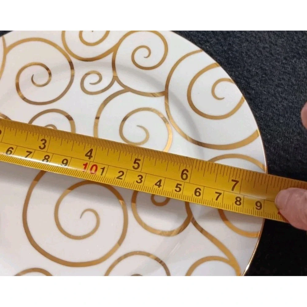 Set 5 Pier 1 Imports Gold Swirl Porcelain 7.5